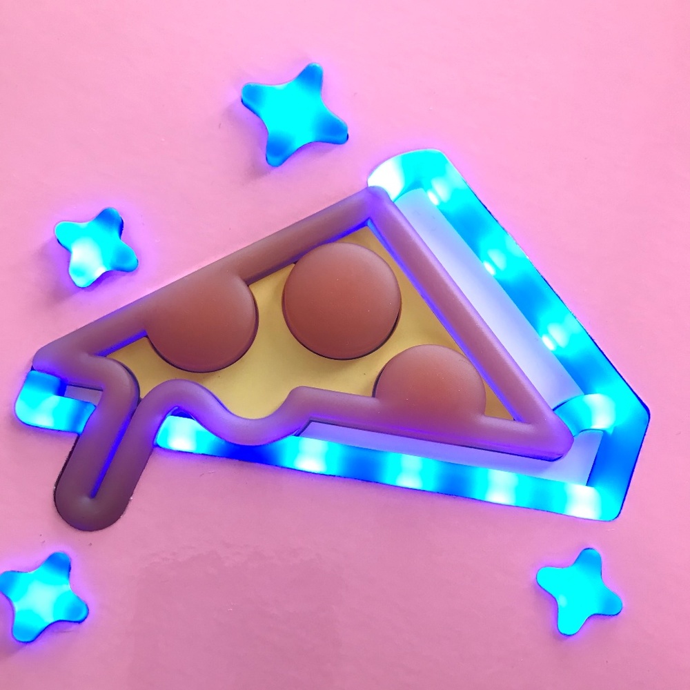 1 Pink Binder Light Up Pizza and Stars with Plaid Interior